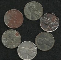 Coins  6 - 1943 Steel Pennies