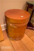 Round leather storage bin