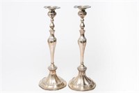 Portuguese Silver Candlesticks, Tall Pair
