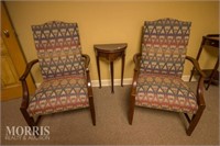 Pair of upholstered arm chairs