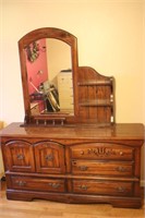 Large Wood Dresser with Mirror