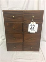 Antique 8 Drawer Walnut Cabinet 21"T 17"W