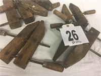 5 Antique Wood Clamps