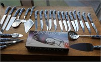 Blue & White Knife Set & Cranberry Server