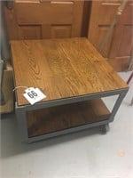 Industrial Coffee Table with Wood Top
