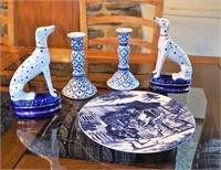 Dalmation Figurines & Blue & White Ware