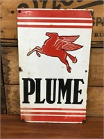 Original enamel Plume bowser sign approx 50 x 30cm