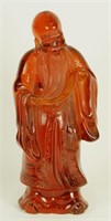 VINTAGE CHINESE CARVED AMBER BUDDHA