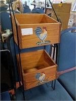 Wooden shelf with rooster drawing