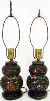 PAIR OF ANTIQUE CHINESE CLOISONNE VASES NOW LAMPS