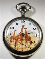 Elgin Giraffe Open Face Stem Pocket Watch,