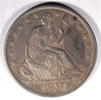 1857 SEATED LIBERTY HALF DOLLAR, AU