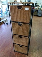 Wicker shelf with 4 baskets