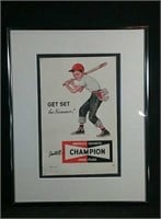 Authentic 1952 Champion Spark Plugs Framed Ad