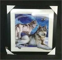 New 5D Holographic Wolf Print 17x17"