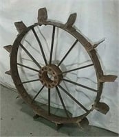 antique metal tractor wheel - 36"R