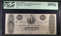 1833 $20 BANK OF AUGUSTA PCGS 45PPQ
