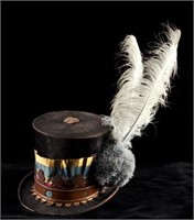 19th C. Osage Egret Plume Stove Pipe Top Hat