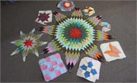 Vintage Hand Made Quilt Top Pattern Blocks Pieces