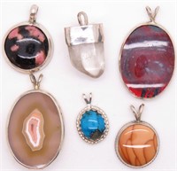 (6) Polished Gemstone Pendants