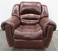 Leather Rocker Recliner with Nail Head Trim