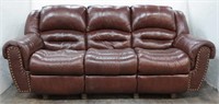 Leather Recliner Sofa with Nail Head Trim