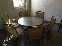 Metal, Glass patio set w/ 6 chairs