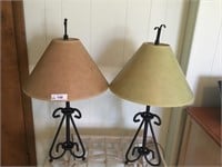 Pair of iron table lamps w/ shades