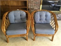Pair of bambo arm chairs w/ cushions