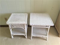Pair of White wicker side table