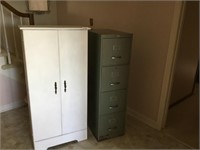 (2) pcs 4 drawer filing cabinet w/ wood cabinet