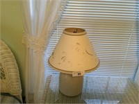 Stoneware lamp w/ design shade