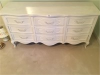 9 Drawer serpentine white painted dresser