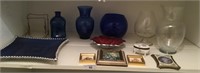 Large lot of misc glass blue & red