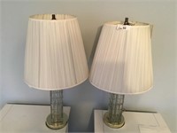 Pair of glass/crystal table lamps