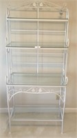 Iron & glass Bakers rack bright white painted