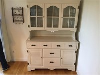 Country step back cupboard pearl white