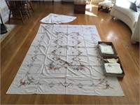 (56) 2x hand embroidered table cloths & Napkins