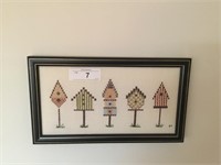 Small handmade needle point in frame