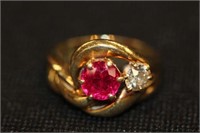 Ladies 14kt yellow gold Ruby & Diamond Ring