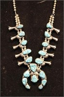 21" Squash Sterling & Turquoise Blossom Necklace