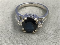 Sapphire and diamond ladies ring 14kt white gold w
