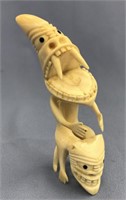 Ivory tupilak carved from whale's tooth: 5.75" tal