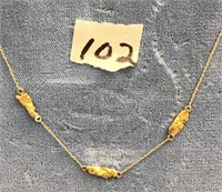 Extremely delicate gold nuggeted necklace, weighs