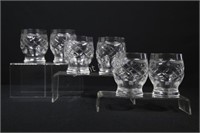 Set of Six Crystal Heavy Base Whiskey Glasses