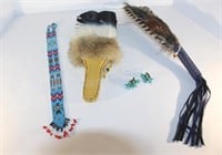 Native Ceremonial Fans,Turquoise Earring &Necklace