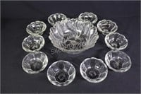 1930's - 40's Pressed Glass Bowl & Side Dishes