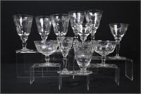 Vintage Etched Stemware Glass Sets
