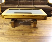 Solid Pine "Beam Appearance" Coffee Glass Table