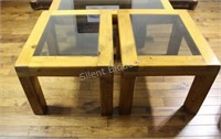 Solid Pine "Beam Appearance" End Glass Table